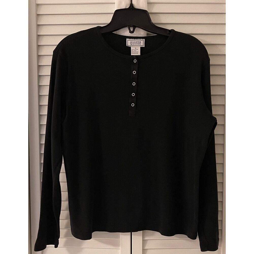 Jennifer Moore Women's 100% Cotton L/S Sweater Light-Weight Small Black A+